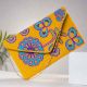 Yellow Floral Beaded Cotton Mini Sling Bag For Women 